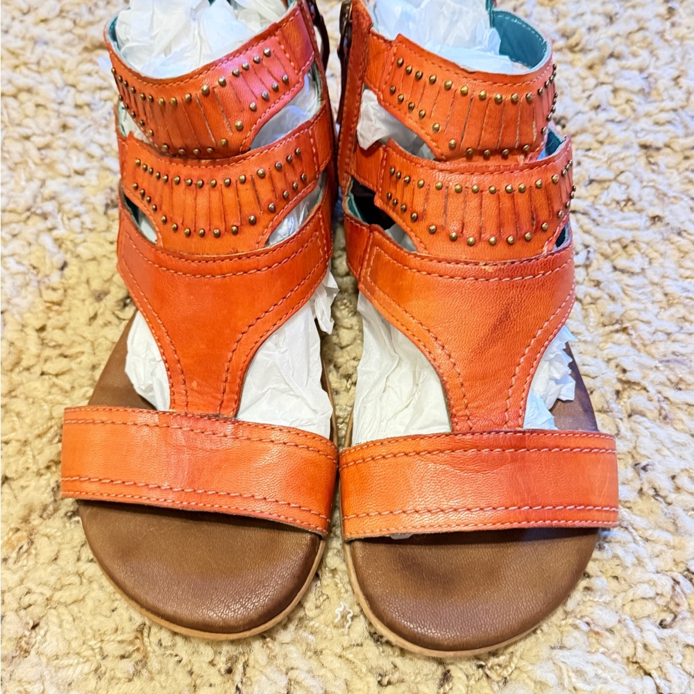 Roan Brownish/orange Studded Women's Sandals